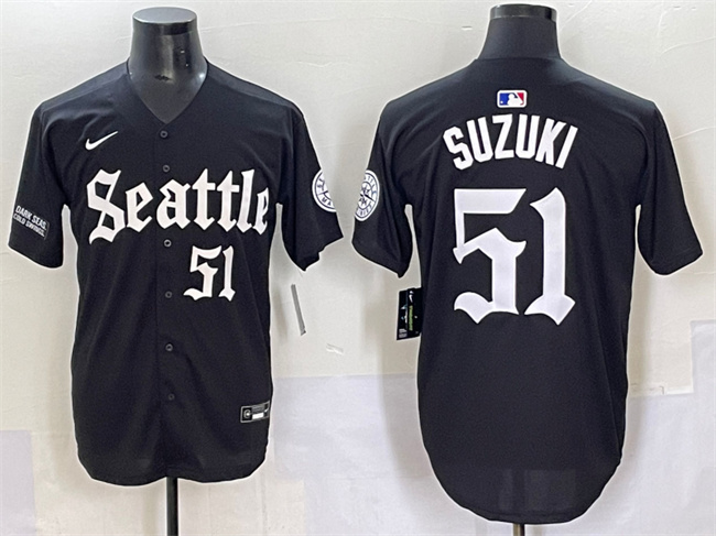 Men's Seattle Mariners #51 Ichiro Suzuki Black 'Deep Sea Gothic Edition' Vapor Premier Limited Stitched Baseball Jersey Men's Seattle Mariners #51 Ichiro Suzuki Black 'Deep Sea Gothic Edition' Vapor Premier Limited Stitched Baseball Jersey